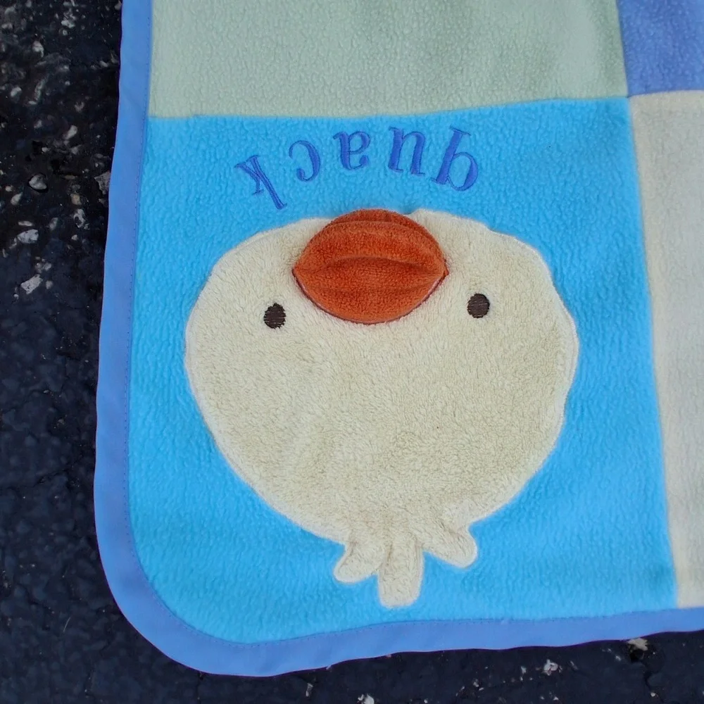Vintage Baby Activity Blanket Rattle Crinkle Rainbow Monkey Duck Puppy Kitty